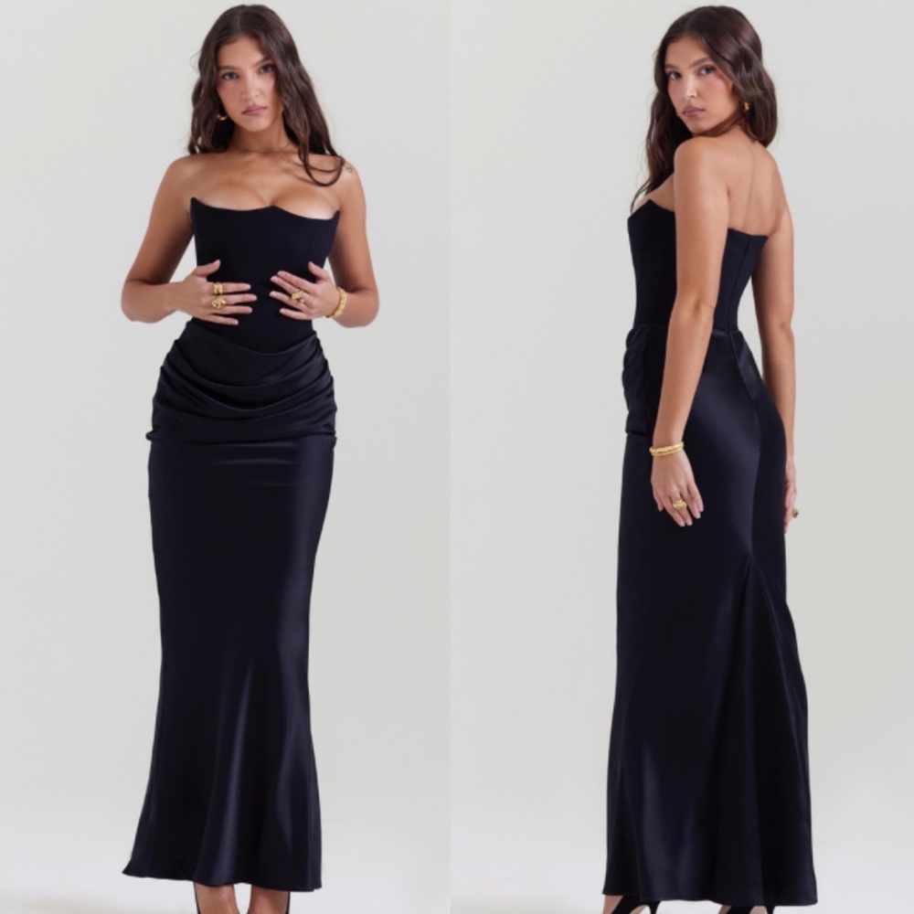 House of CB ‘Persephone’ Black Strapless Corset Maxi Dress NWOT size XS A-C - Picture 12 of 12